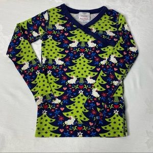 Hanna Andersson organic Cotton Christmas Easter bunny pajama top size 6-7